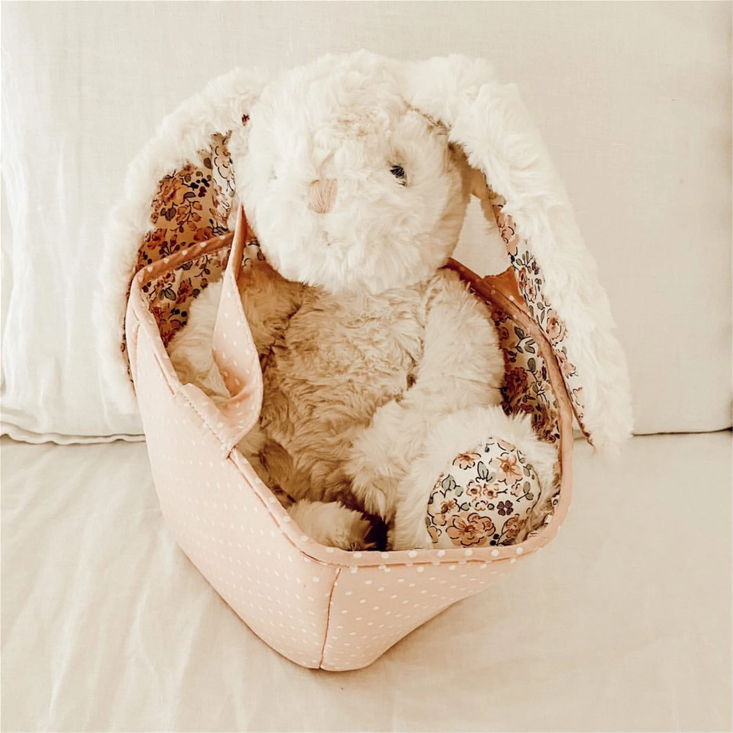 Mon Ami 'Faith' Cream Floral Bunny Plush Toy - Image 3