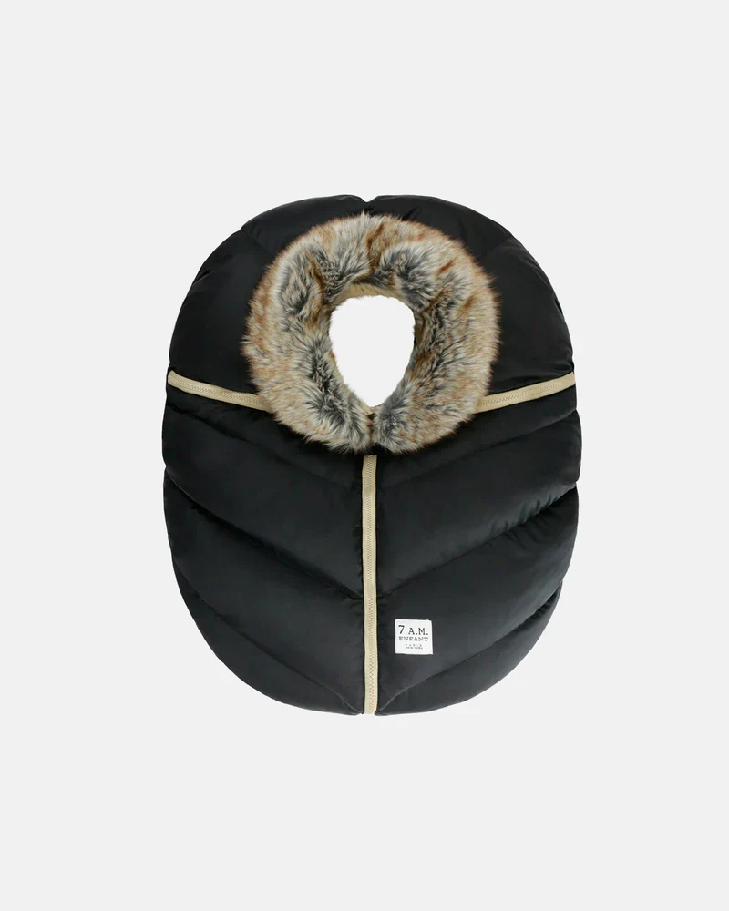 7AM Car Seat Cocoon Tundra - Black Faux Fur - Image 2