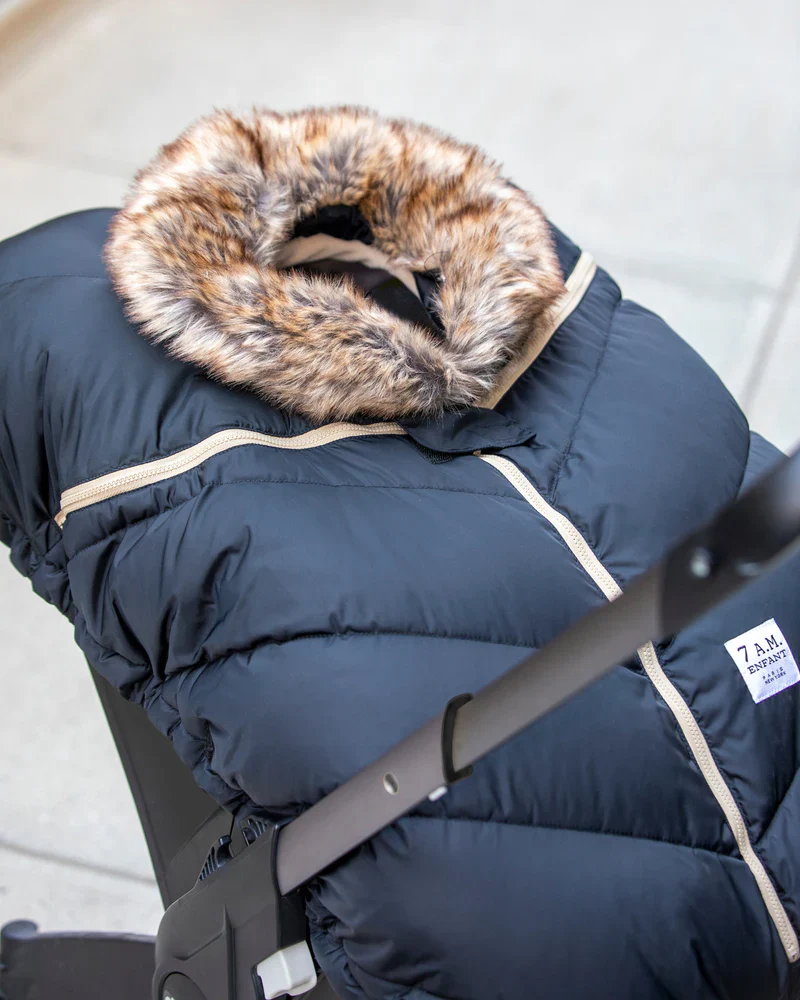 7AM Car Seat Cocoon Tundra - Black Faux Fur - Image 5
