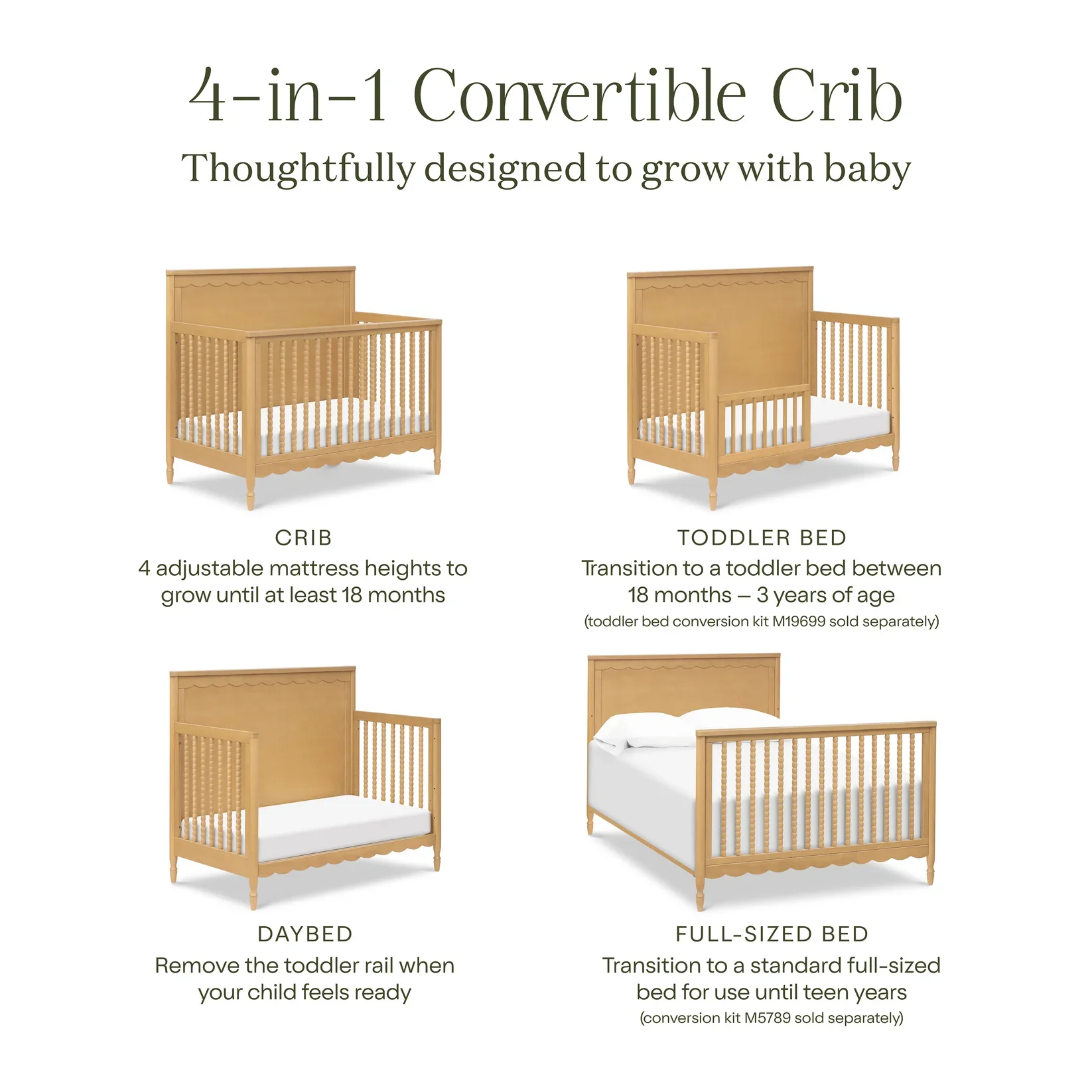 Ambrosia 4 in 1 Convertible Crib - Image 3