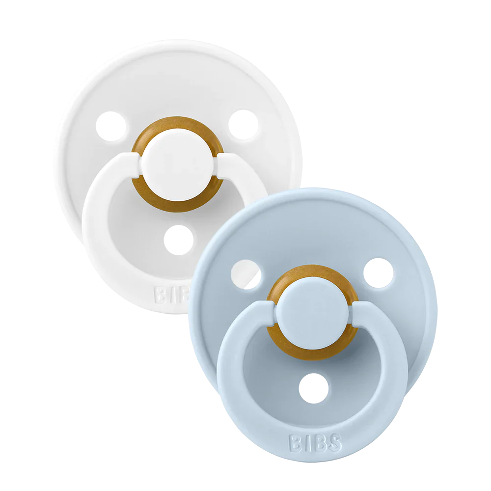 Bibs Pacifiers 2pk Baby Blue White