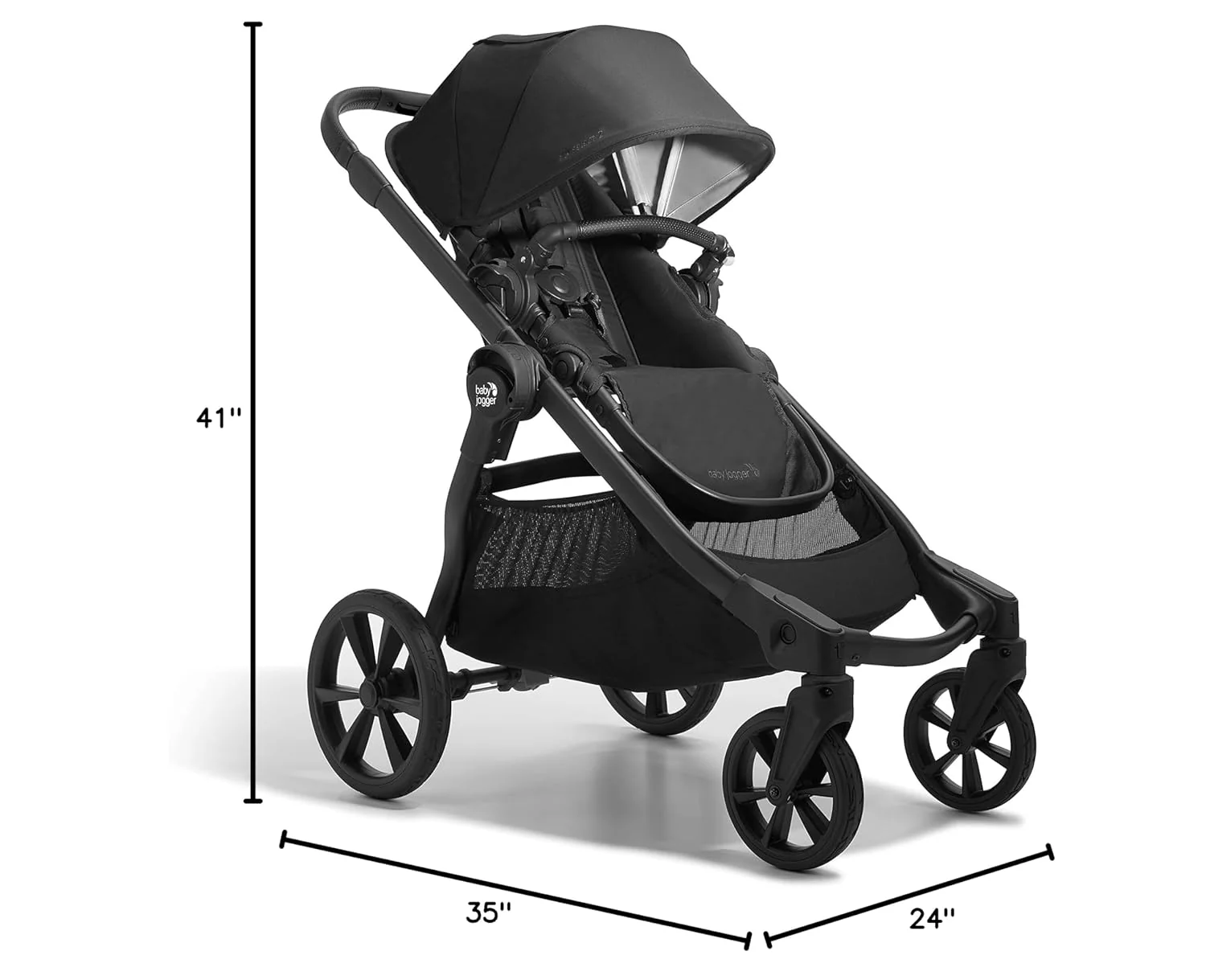 Baby Jogger City Select 2 Single to Double Modular Stroller in Lunar Black - Image 3