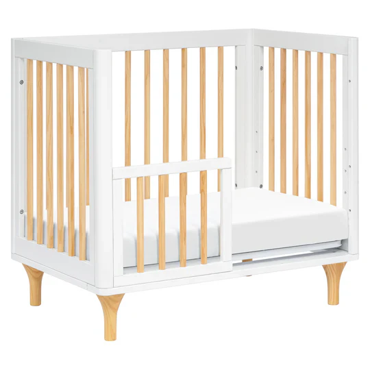 Lolly 4 in 1 Convertible Mini Crib and Twin Bed w/Toddler Bed Conversion Kit in White/Natural - Image 10