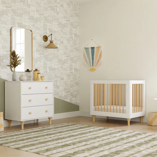Lolly 4 in 1 Convertible Mini Crib and Twin Bed w/Toddler Bed Conversion Kit in White/Natural - Image 5