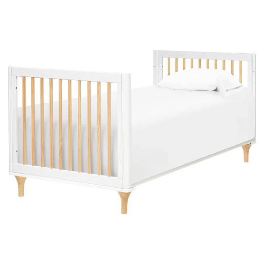 Lolly 4 in 1 Convertible Mini Crib and Twin Bed w/Toddler Bed Conversion Kit in White/Natural - Image 6