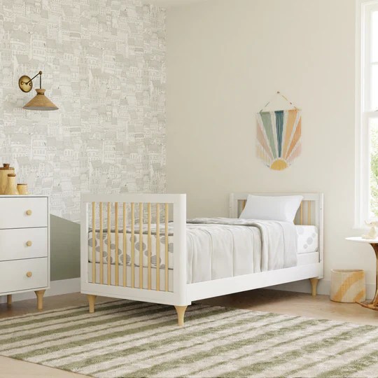 Lolly 4 in 1 Convertible Mini Crib and Twin Bed w/Toddler Bed Conversion Kit in White/Natural - Image 7