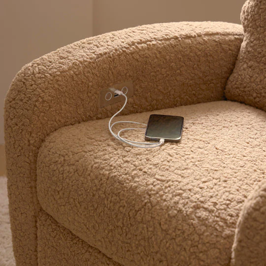 Babyletto Nami Electronic Recliner and Swivel Glider in Boucle Fabric with USB Port - Image 11