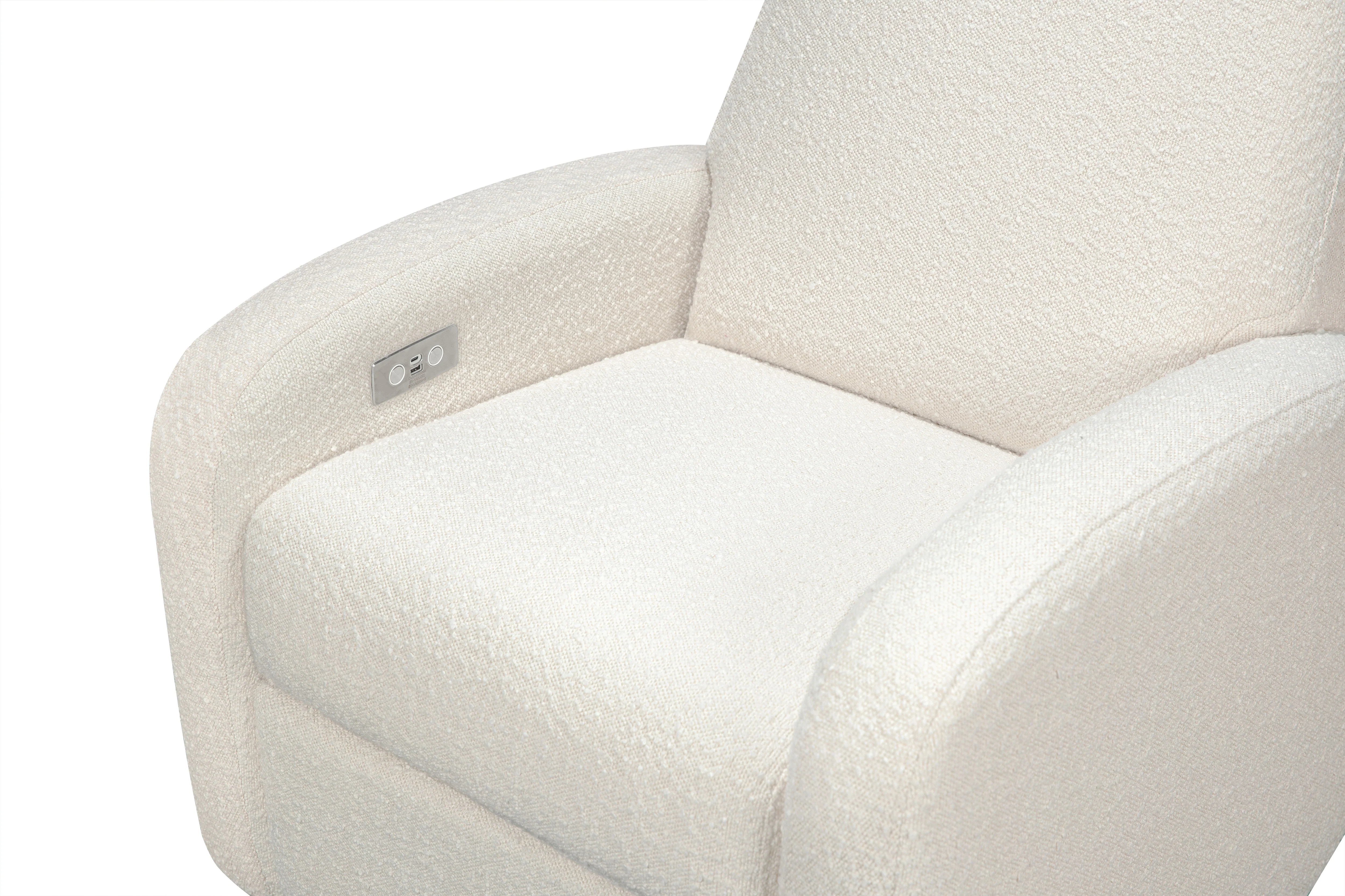 Babyletto Nami Electronic Recliner and Swivel Glider in Boucle Fabric with USB Port - Image 4