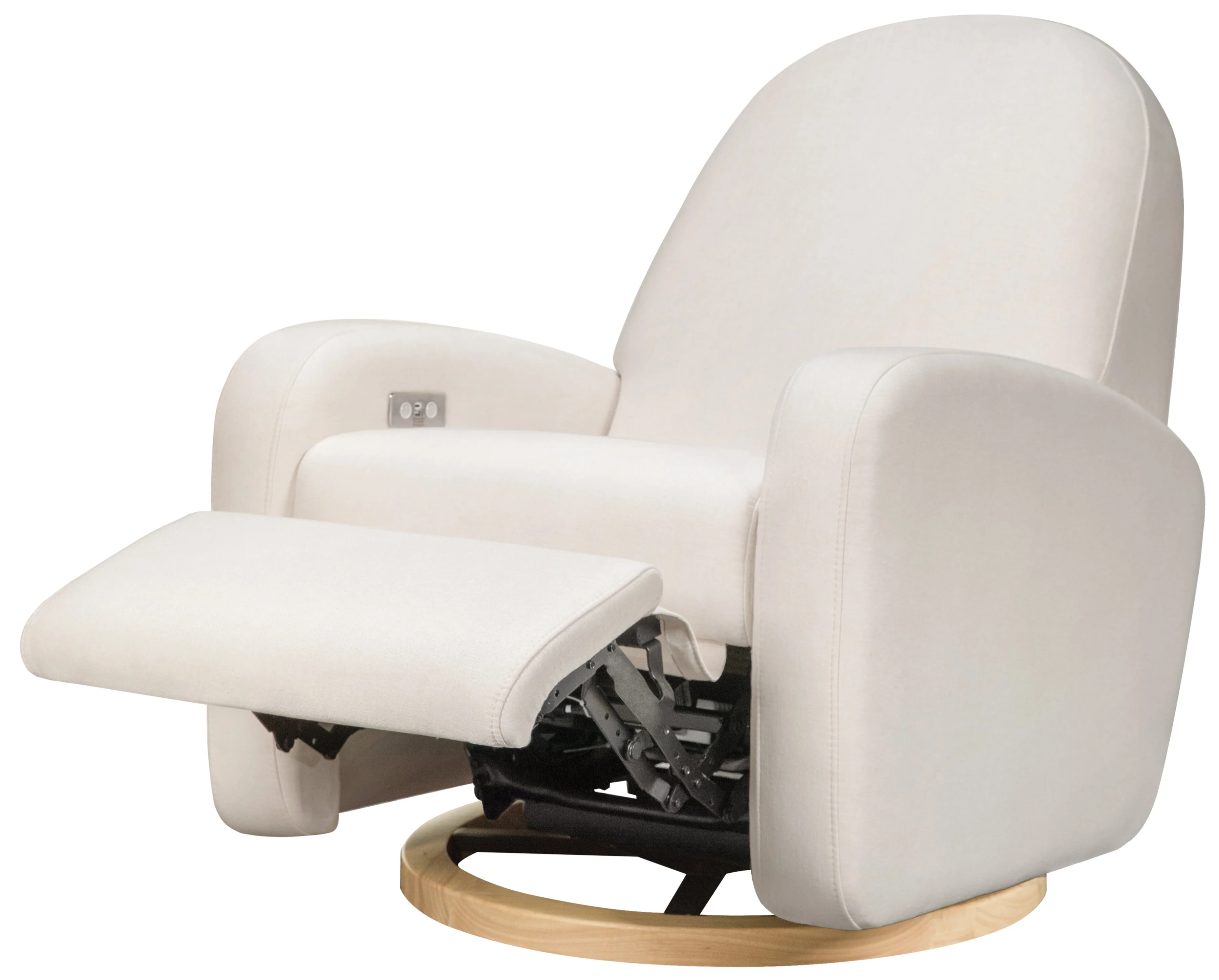 Babyletto Nami Electronic Recliner and Swivel Glider in Cream Eco Performance Fabric with USB Port - Image 4
