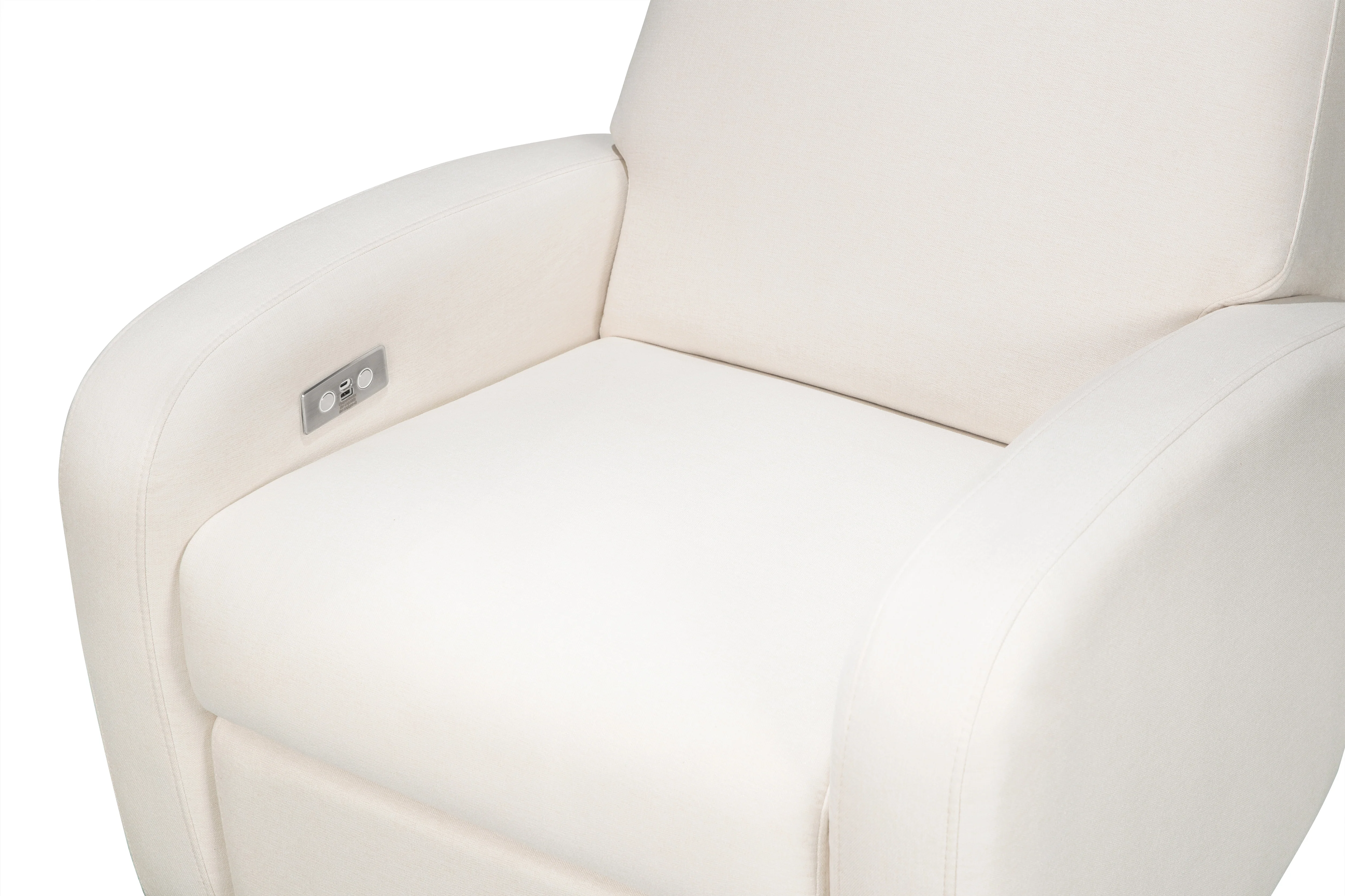Babyletto Nami Electronic Recliner and Swivel Glider in Cream Eco Performance Fabric with USB Port - Image 7