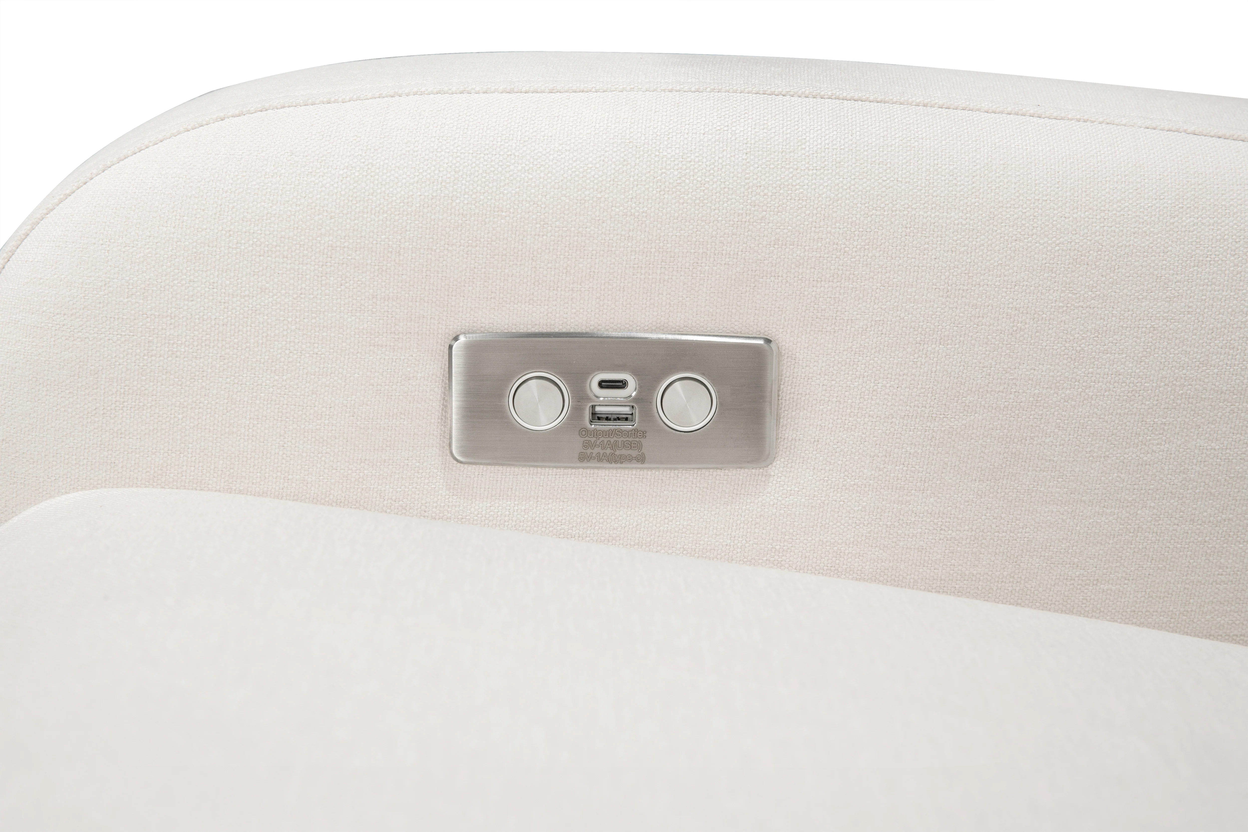 Babyletto Nami Electronic Recliner and Swivel Glider in Cream Eco Performance Fabric with USB Port - Image 8