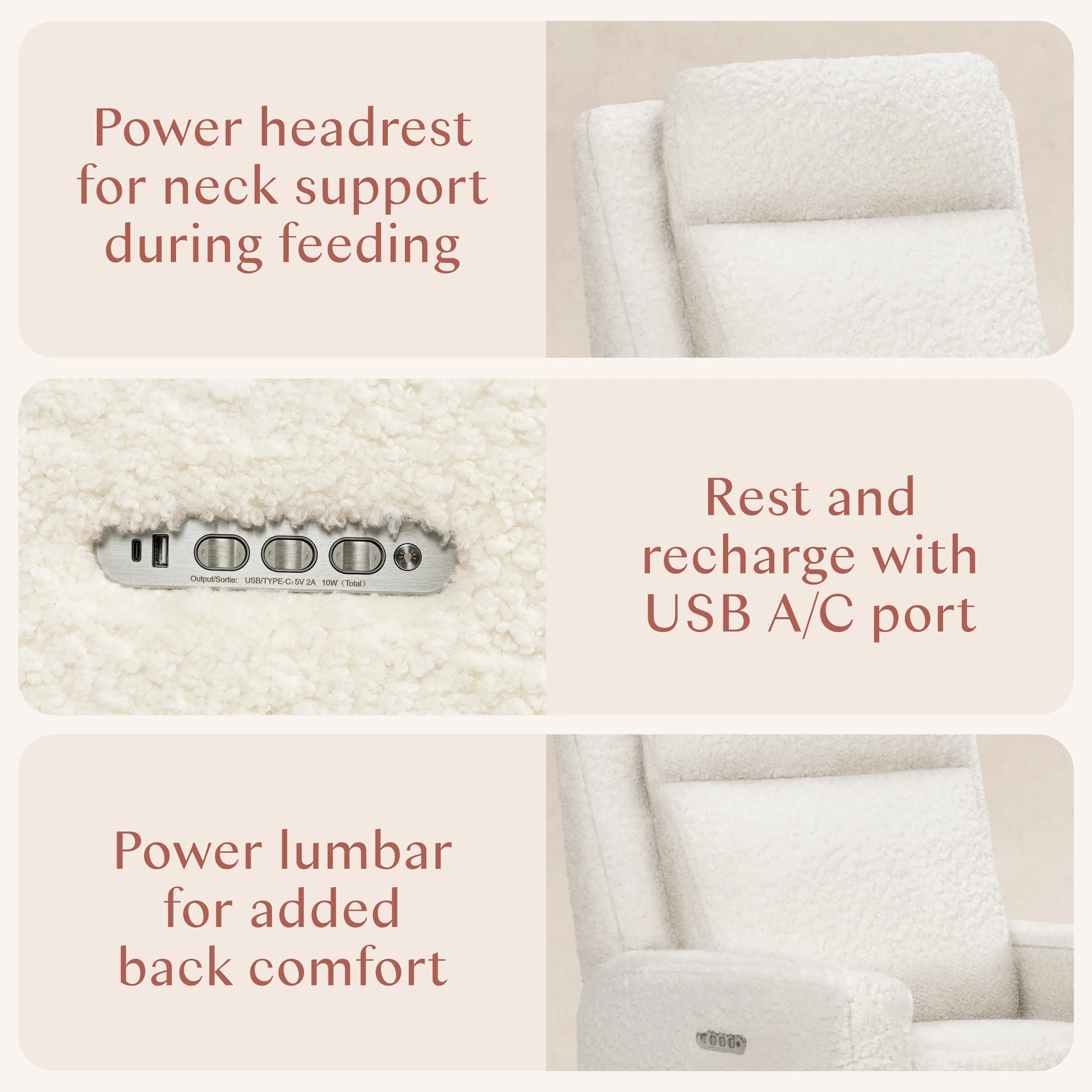 Babyletto Sigi Pro Power Glider Recliner w/ Power Lumbar - Image 10