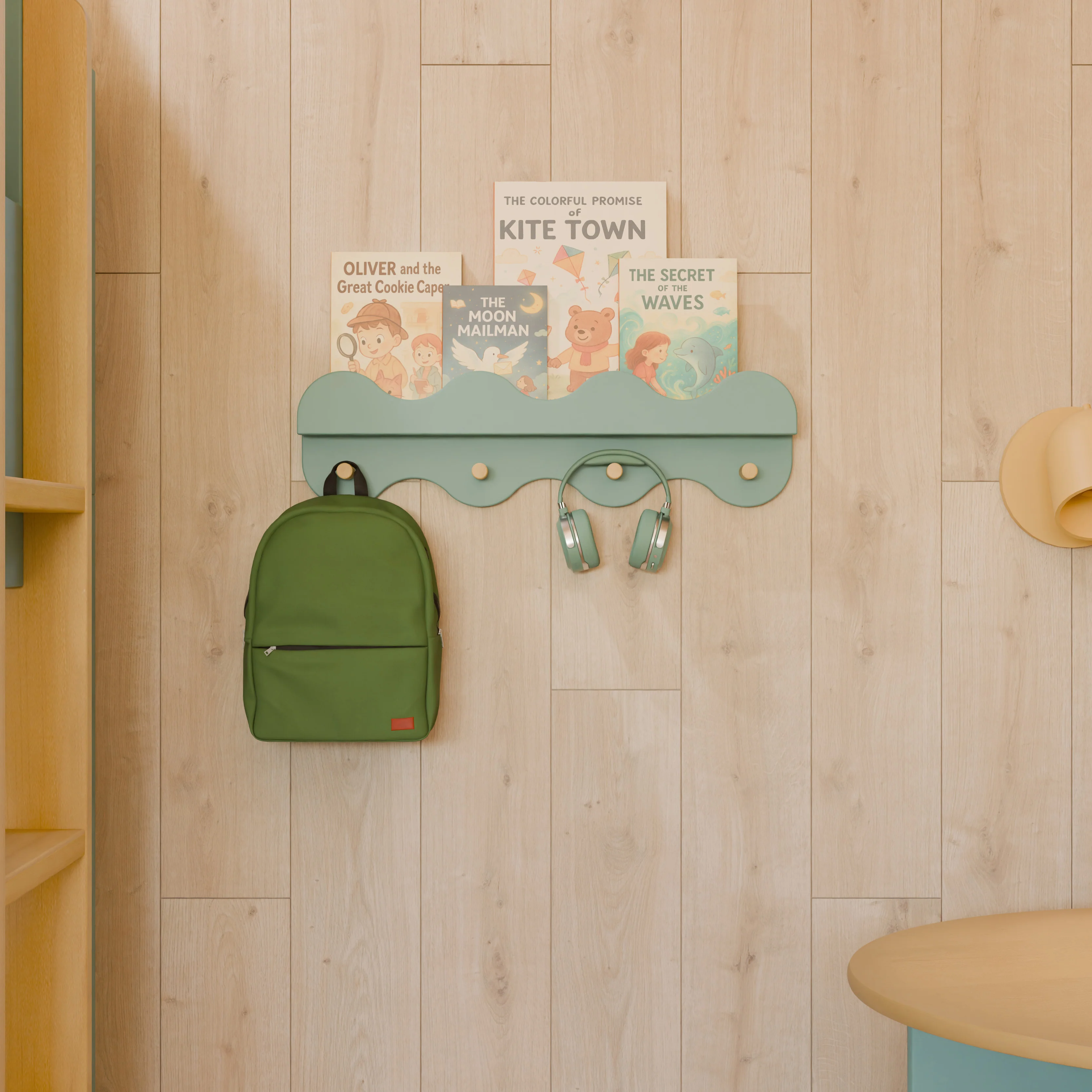 Blkids Lido Wave Book Shelf with Hooks - Image 8