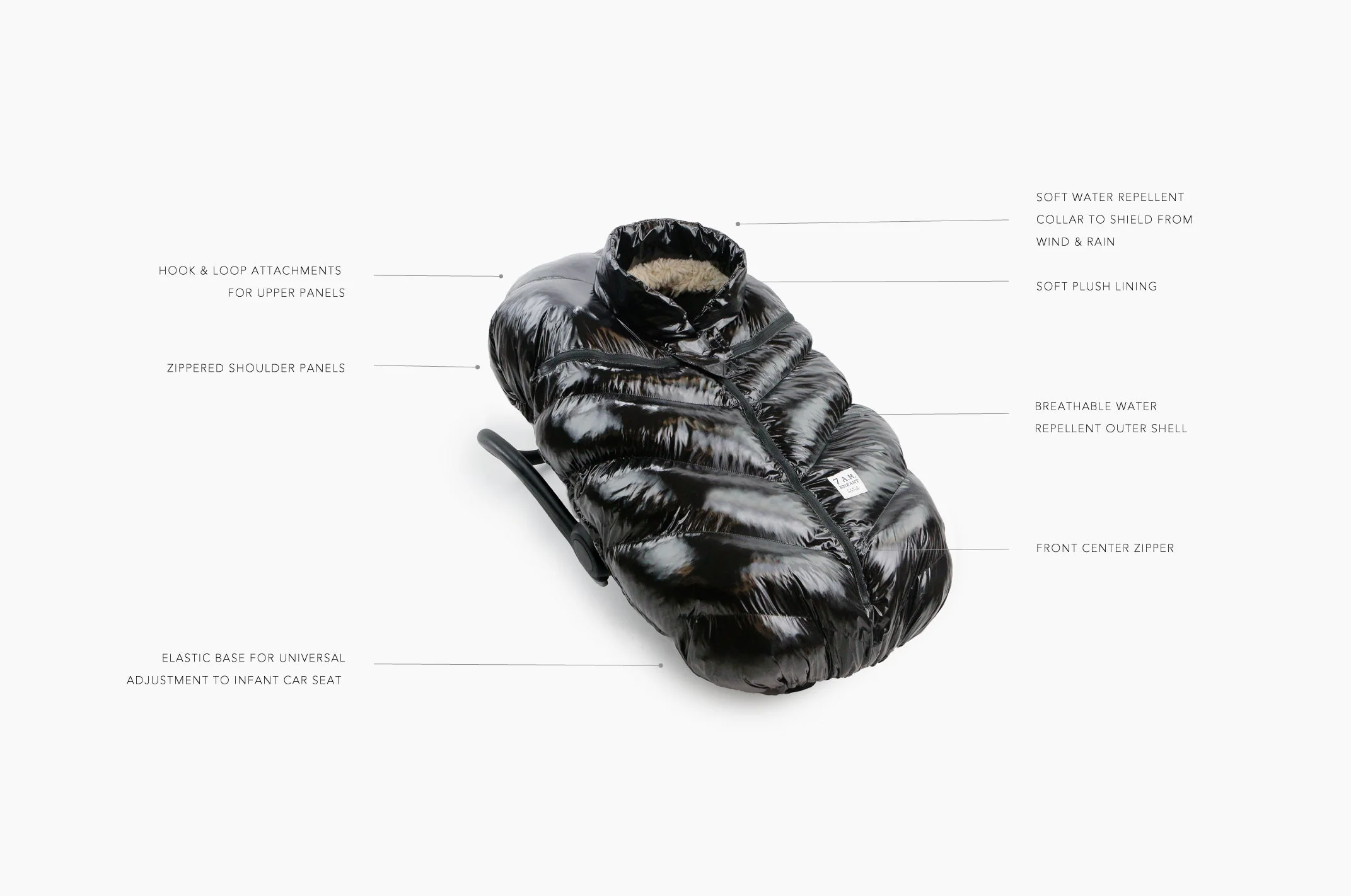 7AM Car Seat Cocoon  Polar Black - Image 7