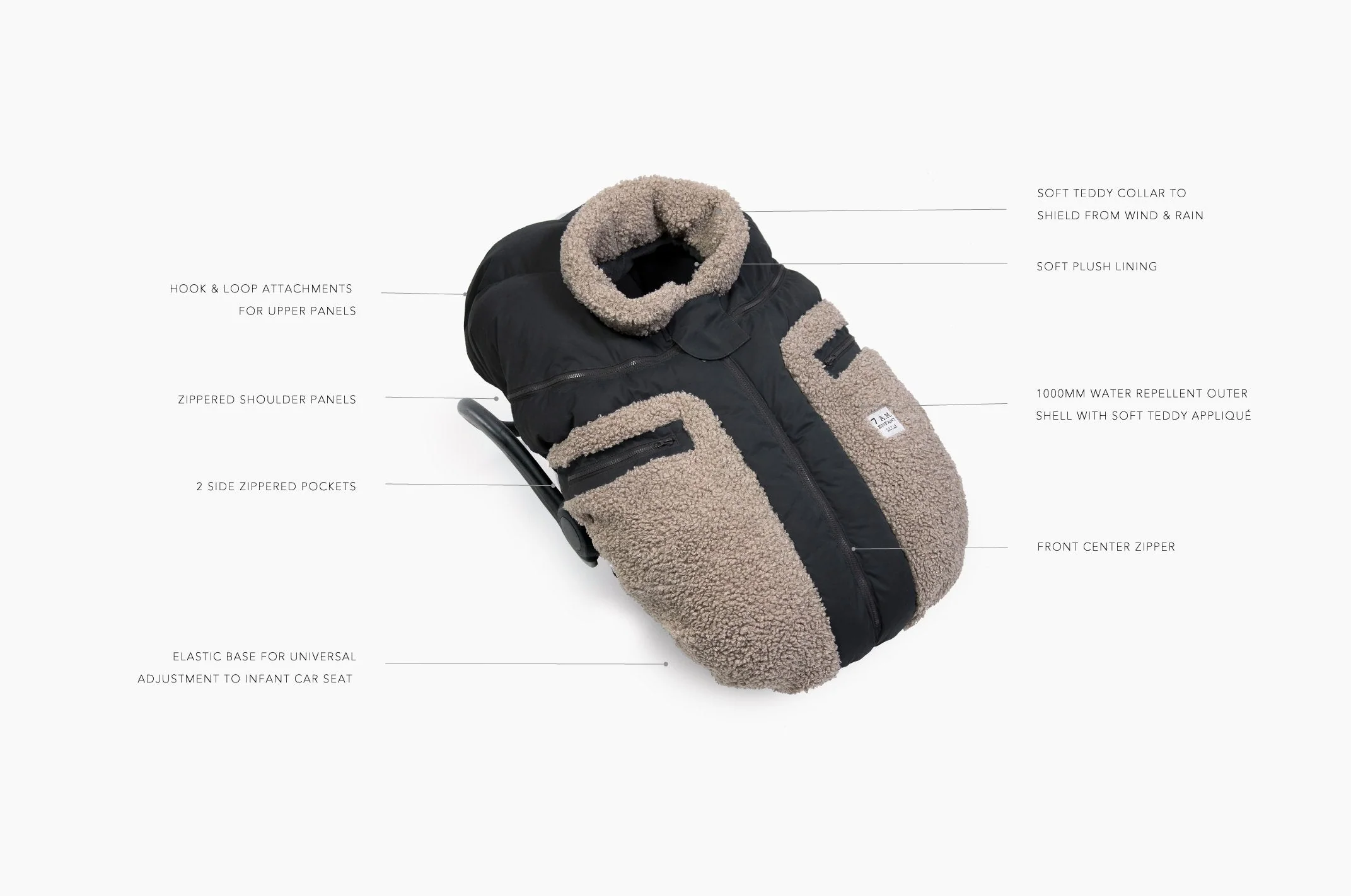 7AM Car Seat Cocoon Teddy Applique - Image 9