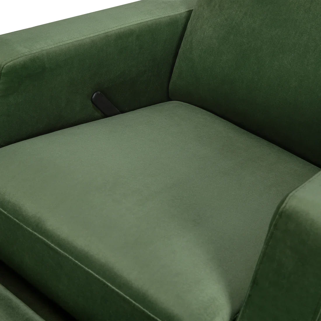 Crewe Recliner and Swivel Glider in Forest Green Velvet w/Light Wood Base - Image 6