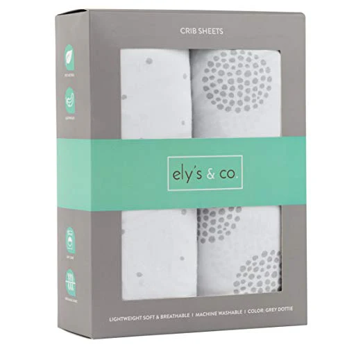 Ely's Crib Sheets 2-Pack Grey Dottie