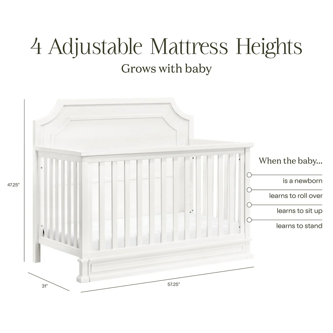 Emma Regency 4 in 1 Convertible Crib in Warm White - Image 13