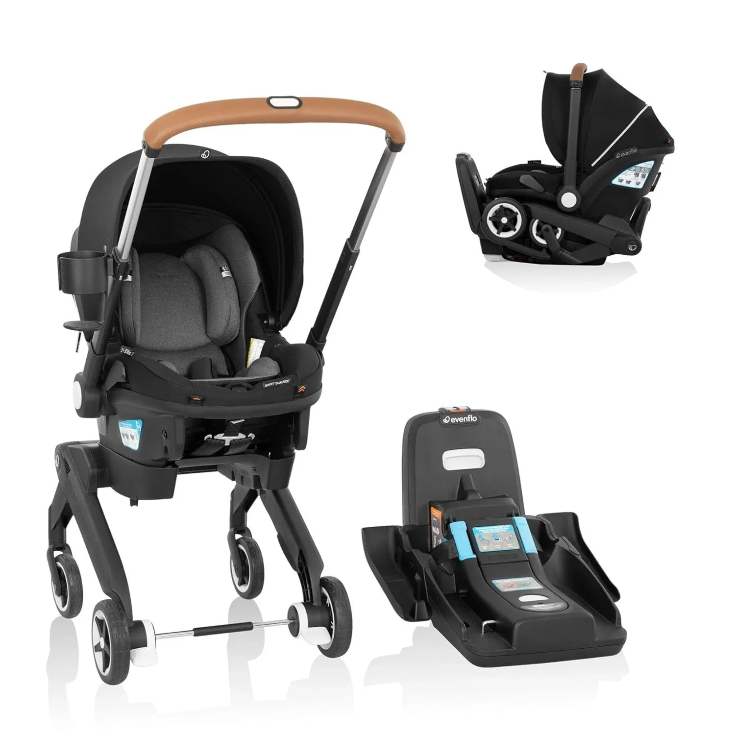 Evenflo Shyft DualRide Infant Car Seat Stroller Combo with Carryall Storage & Extended Canopy - Image 13