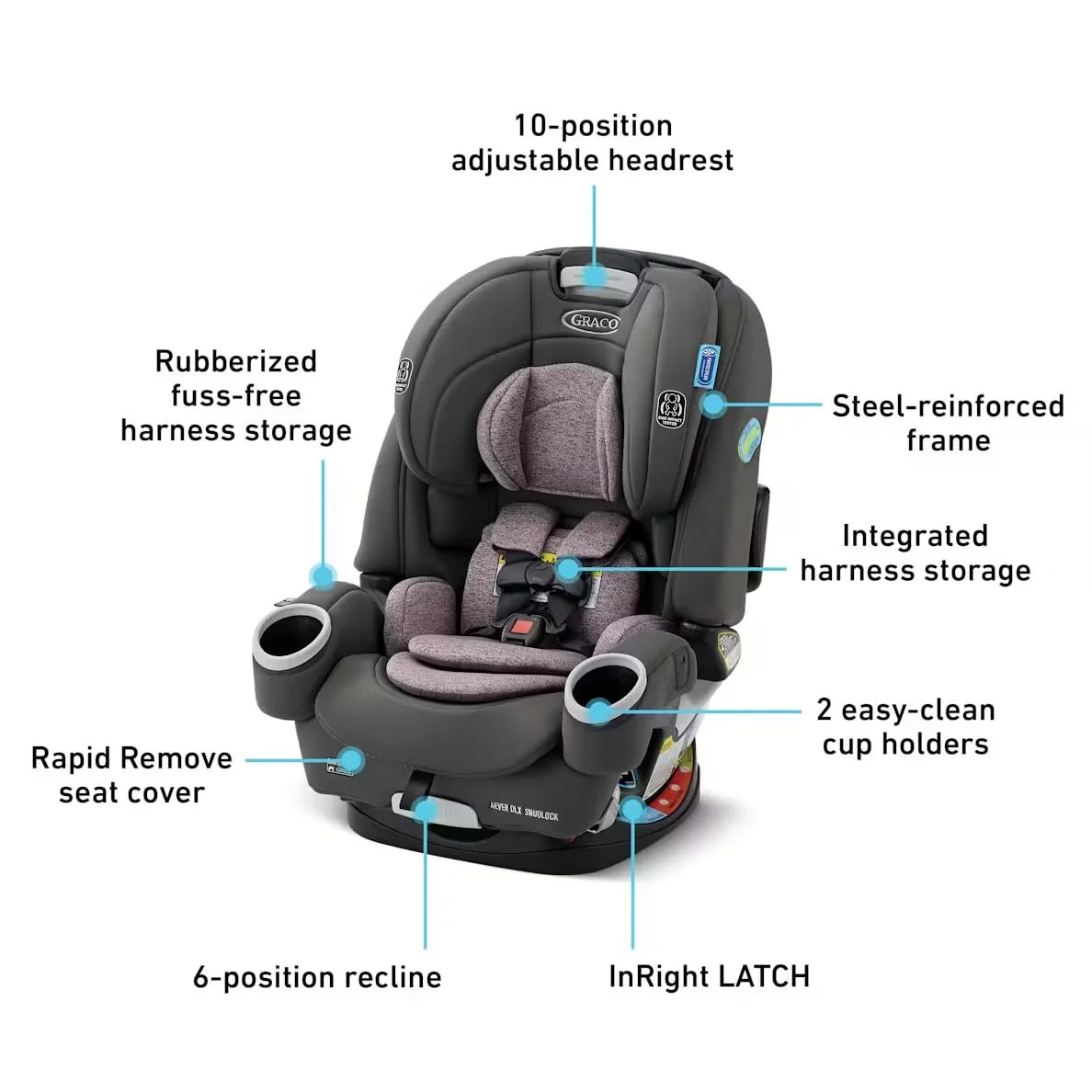 Graco 4Ever® DLX SnugLock® 4 in 1 Car Seat , Leila - Image 6