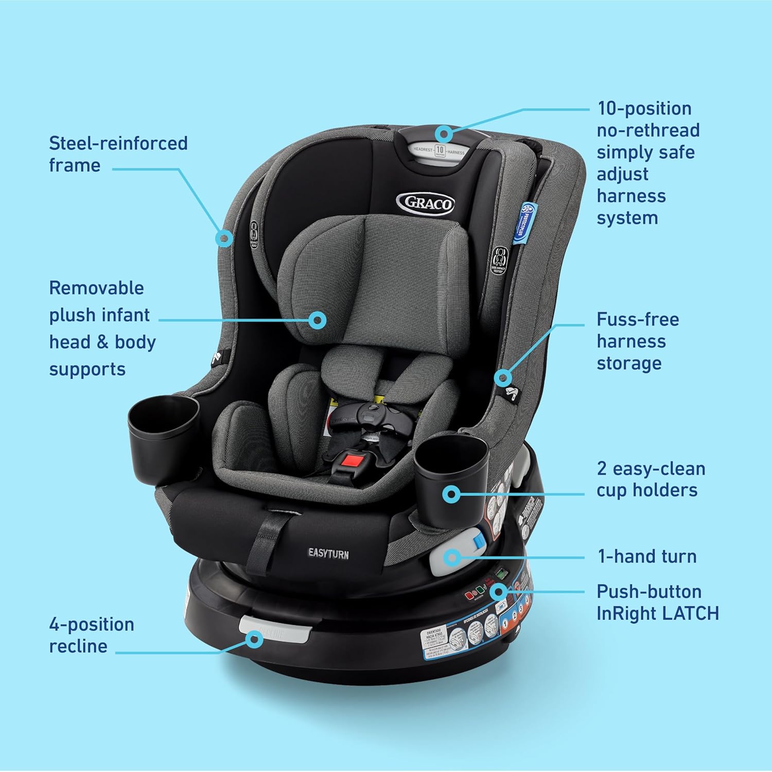 Graco EasyTurn 360 2 in 1 Convertible Car Seat - Image 9