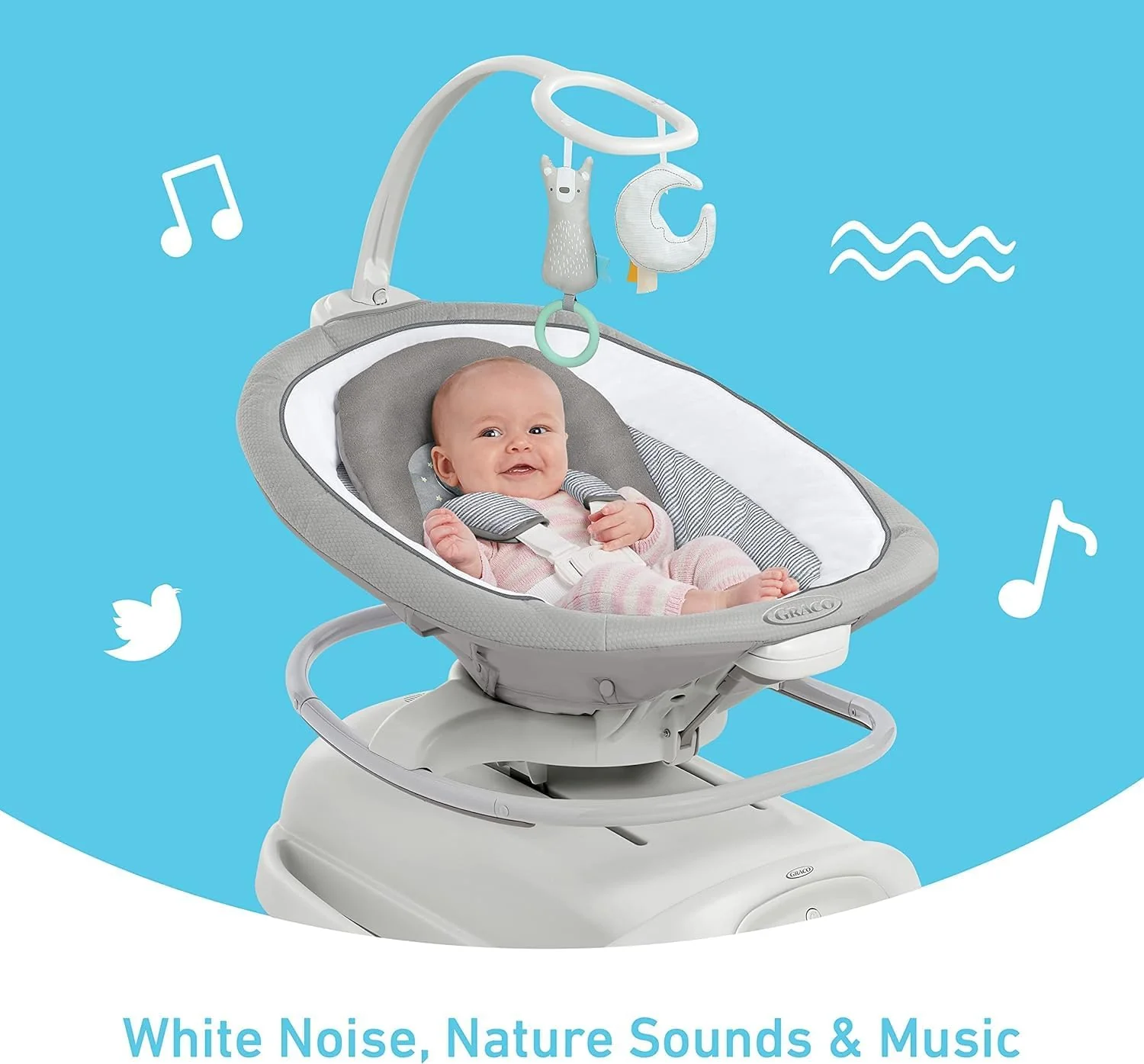 Graco Sense2Soothe 2-in-1 Baby Swing and Portable Rocker with Cry Detection Technology - Sailor - Image 4