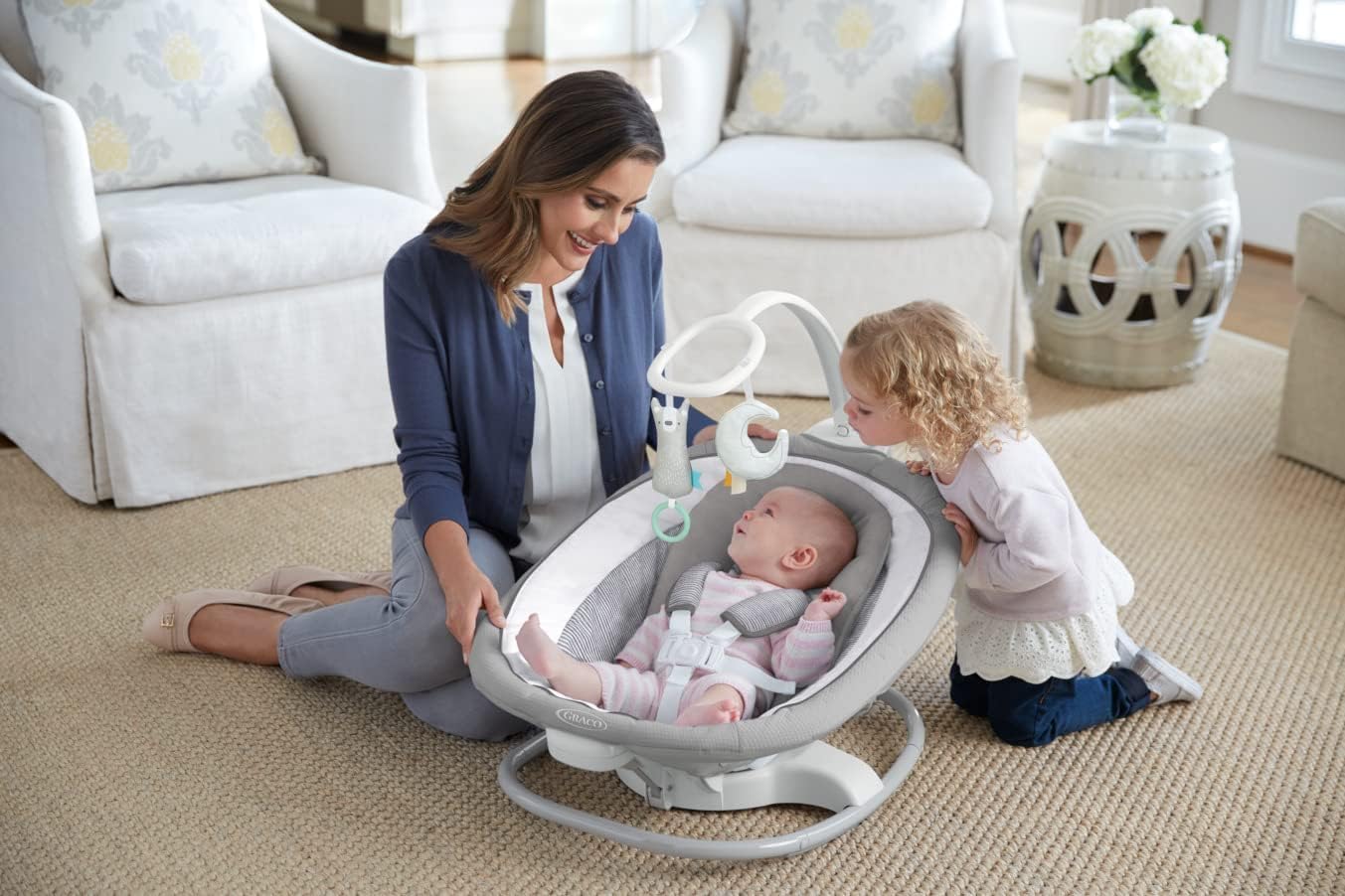 Graco Sense2Soothe 2-in-1 Baby Swing and Portable Rocker with Cry Detection Technology - Sailor - Image 7