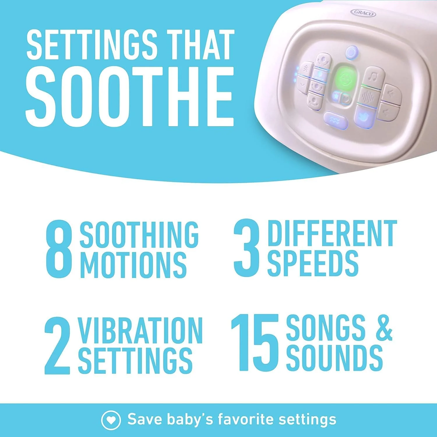 Graco Sense2Soothe 2-in-1 Baby Swing and Portable Rocker with Cry Detection Technology - Sailor - Image 8
