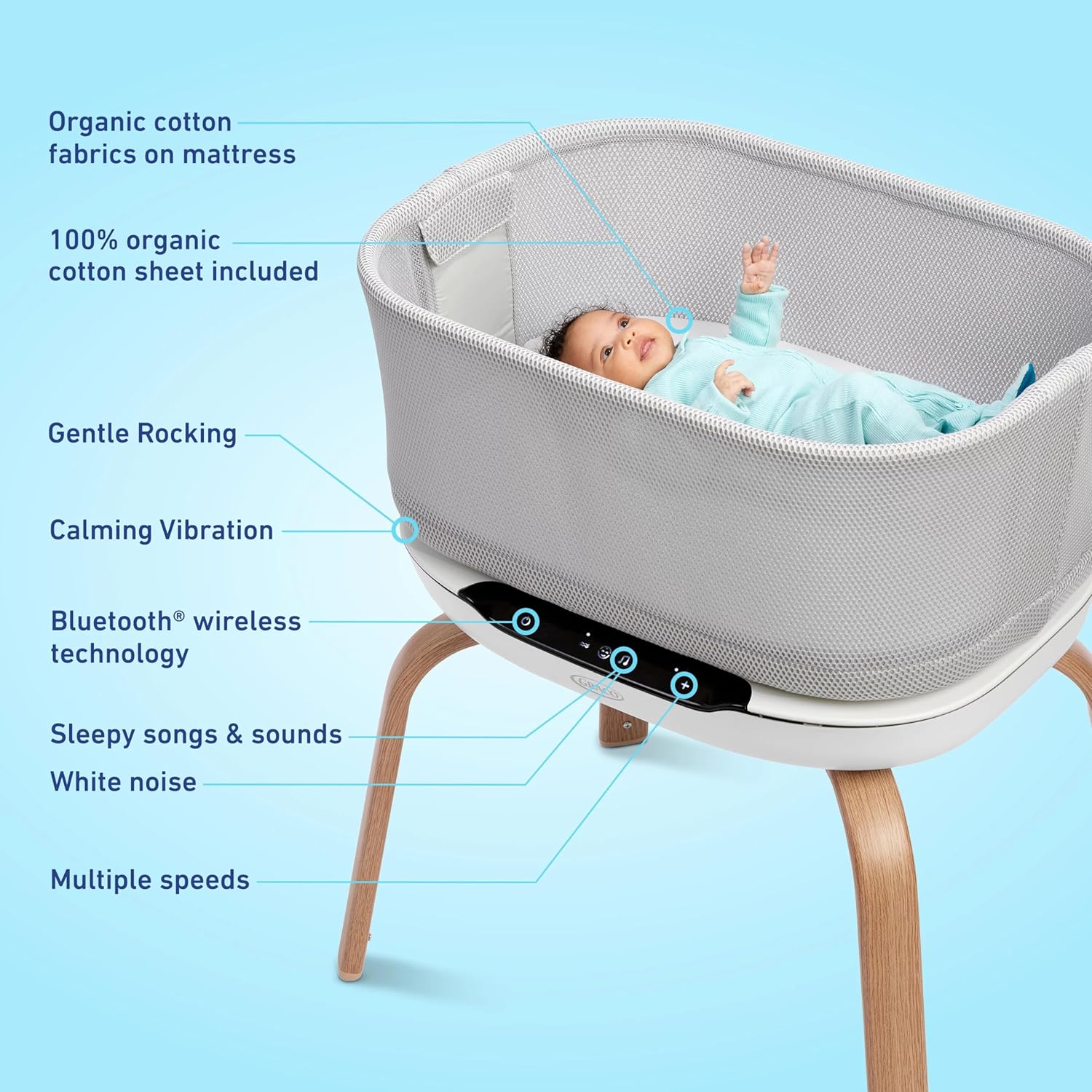 Graco SmartSense Soothing Baby Bassinet - Image 6