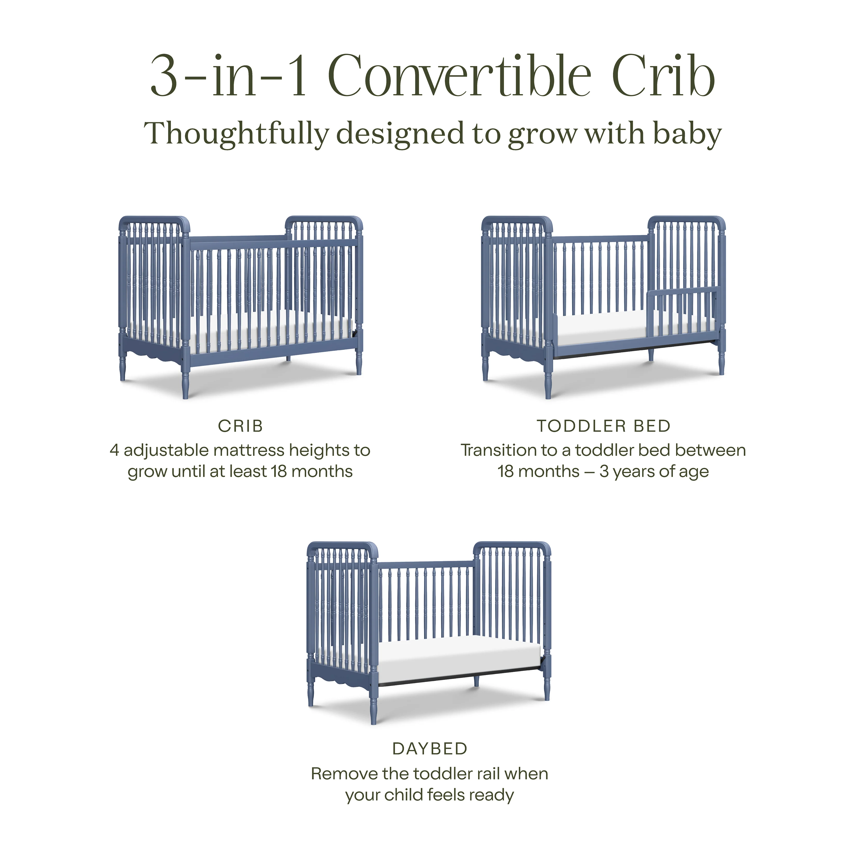 Liberty 3 in 1 Convertible Spindle Crib w/Toddler Bed - Image 48