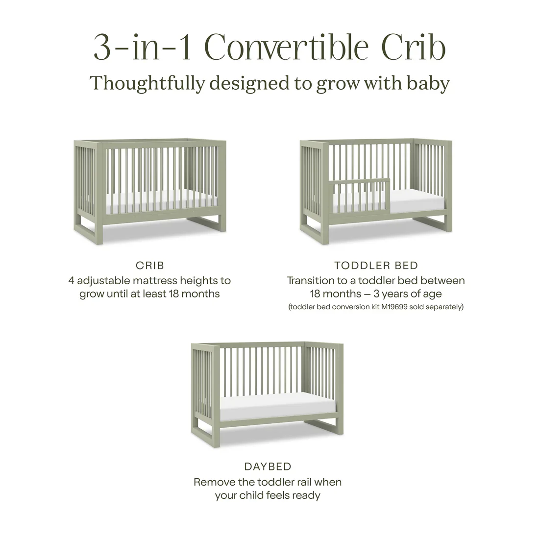 Namesake Nantucket 3 in 1 Convertible Crib With Toddler Bed Conversion Kit - Image 30