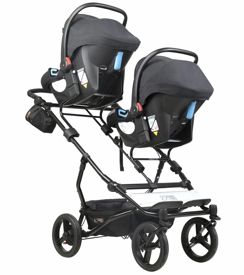 Mountain Buggy Duet Luxury Stroller with Satchel & Bag Clips Herringbone - Image 7