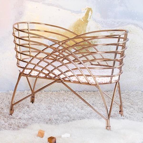 Nursery Works Aura Metal Bassinet Rose Gold - Image 3