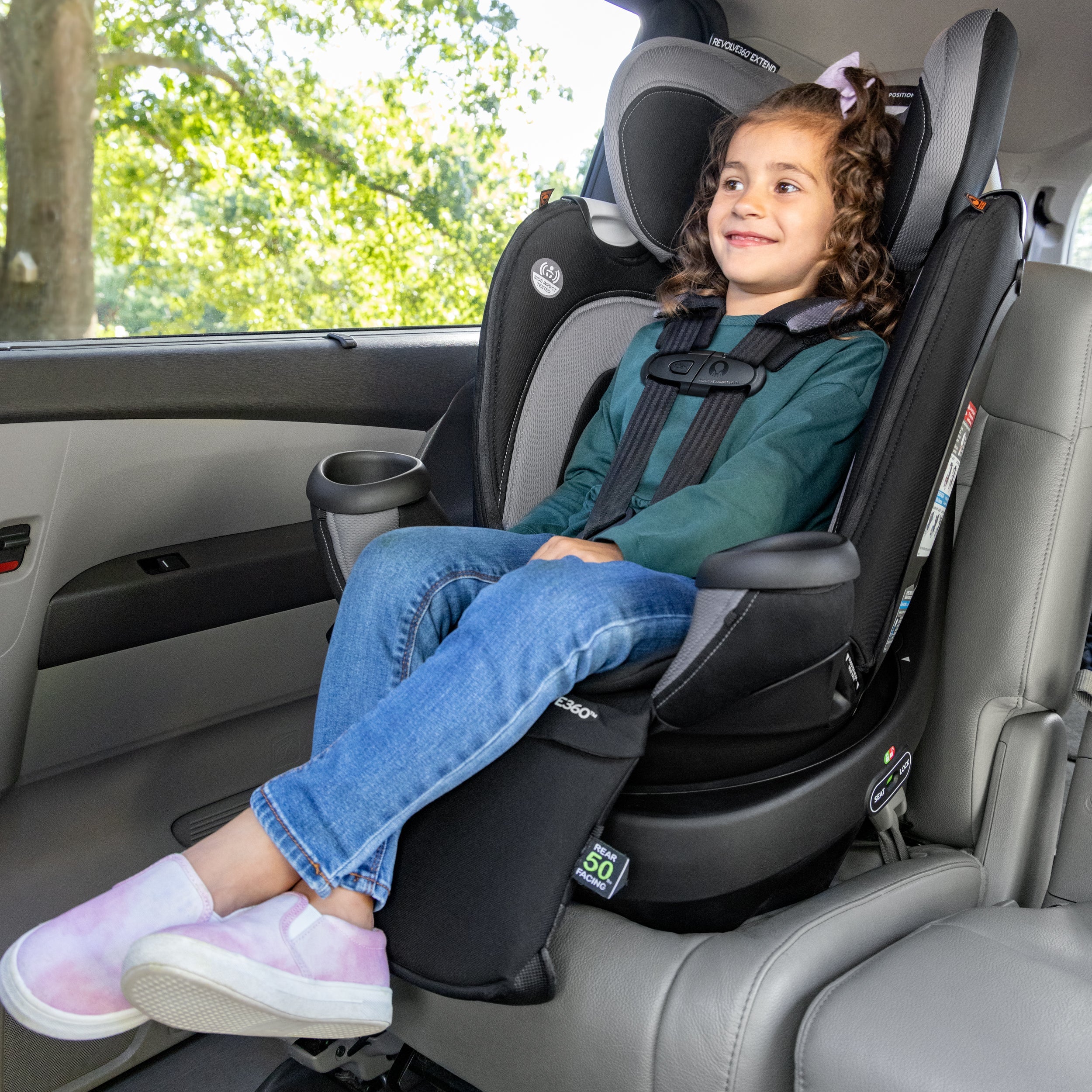 Evenflo Revolve360 Extend Rotational All-in-One Convertible Car Seat with Quick Clean Cover - Image 7