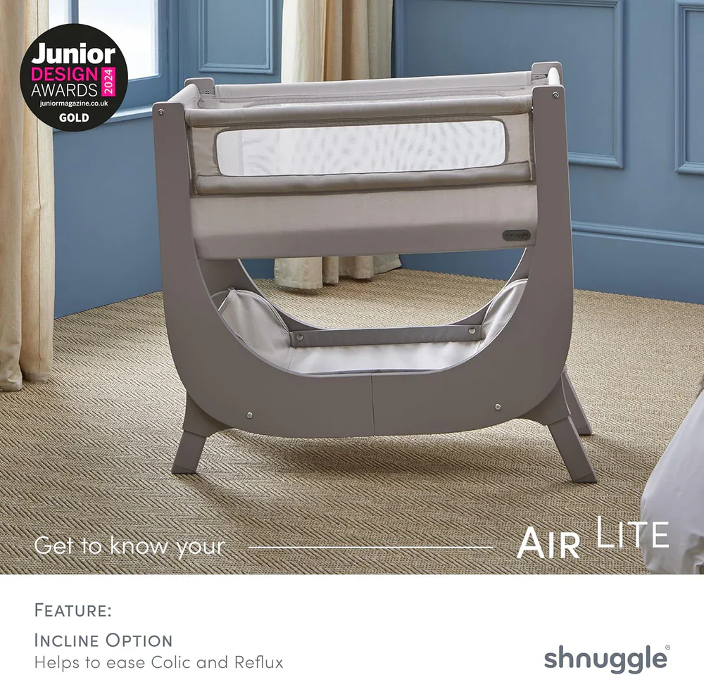Shnuggle Air Lite Infant Bedside Bassinet in Taupe - Image 3