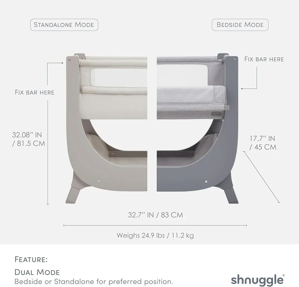Shnuggle Air Lite Infant Bedside Bassinet in Taupe - Image 6
