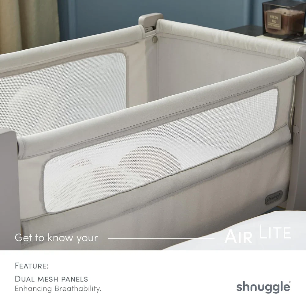 Shnuggle Air Lite Infant Bedside Bassinet in Taupe - Image 8