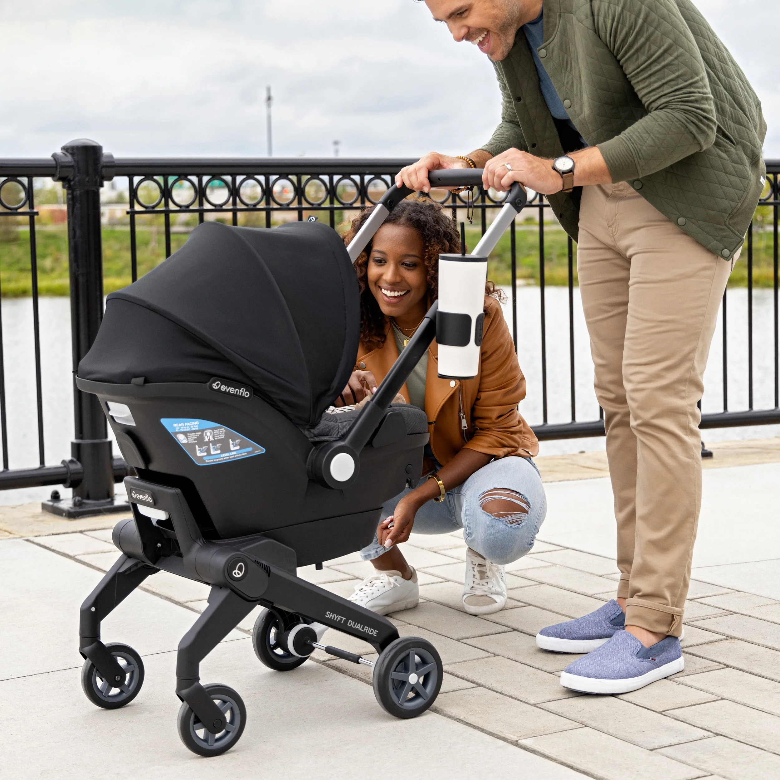 Evenflo Shyft DualRide Infant Car Seat Stroller Combo with Carryall Storage - Image 21