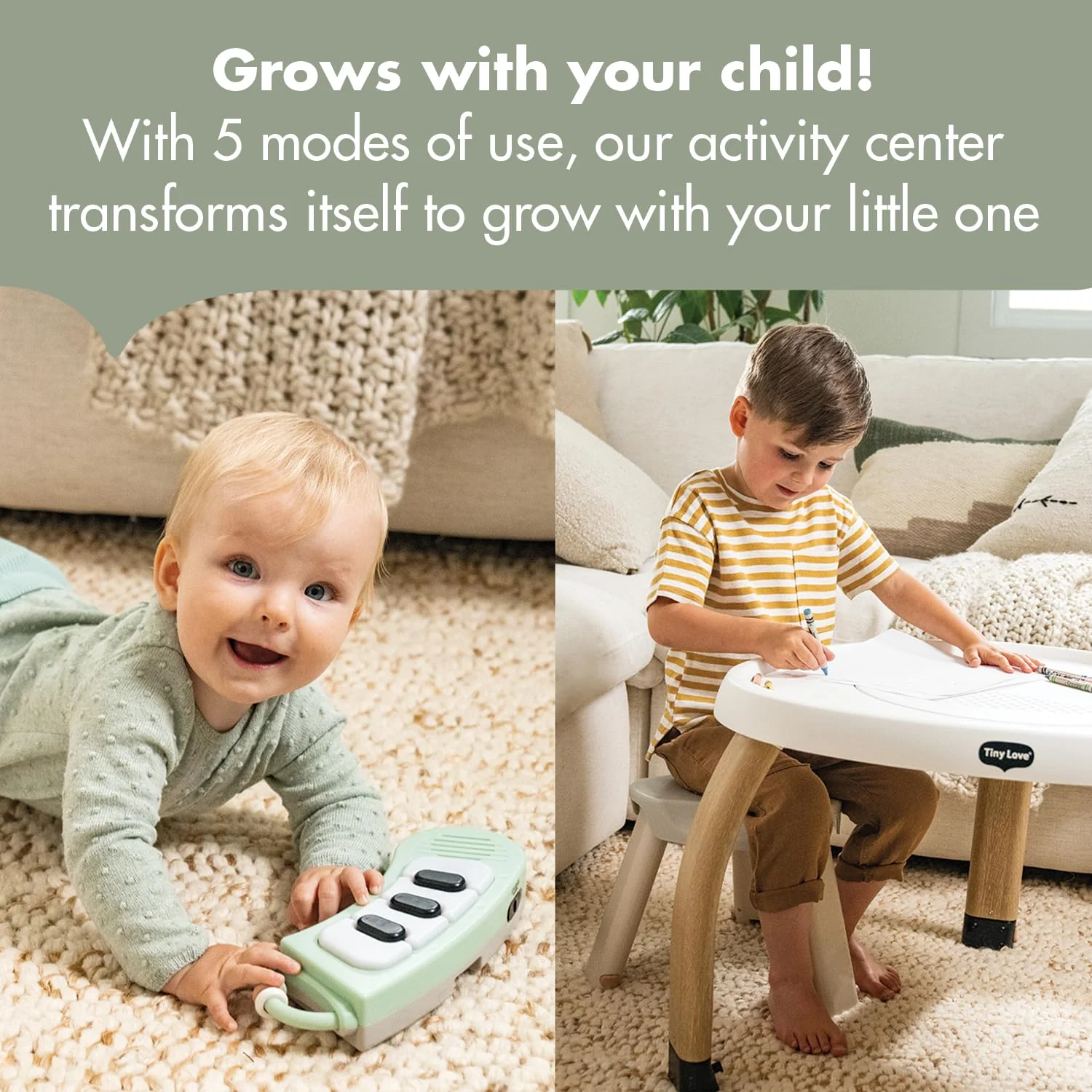 Tiny Love 5 in 1 Here I Grow Stationary Activity Center – Black & White Décor - Image 12
