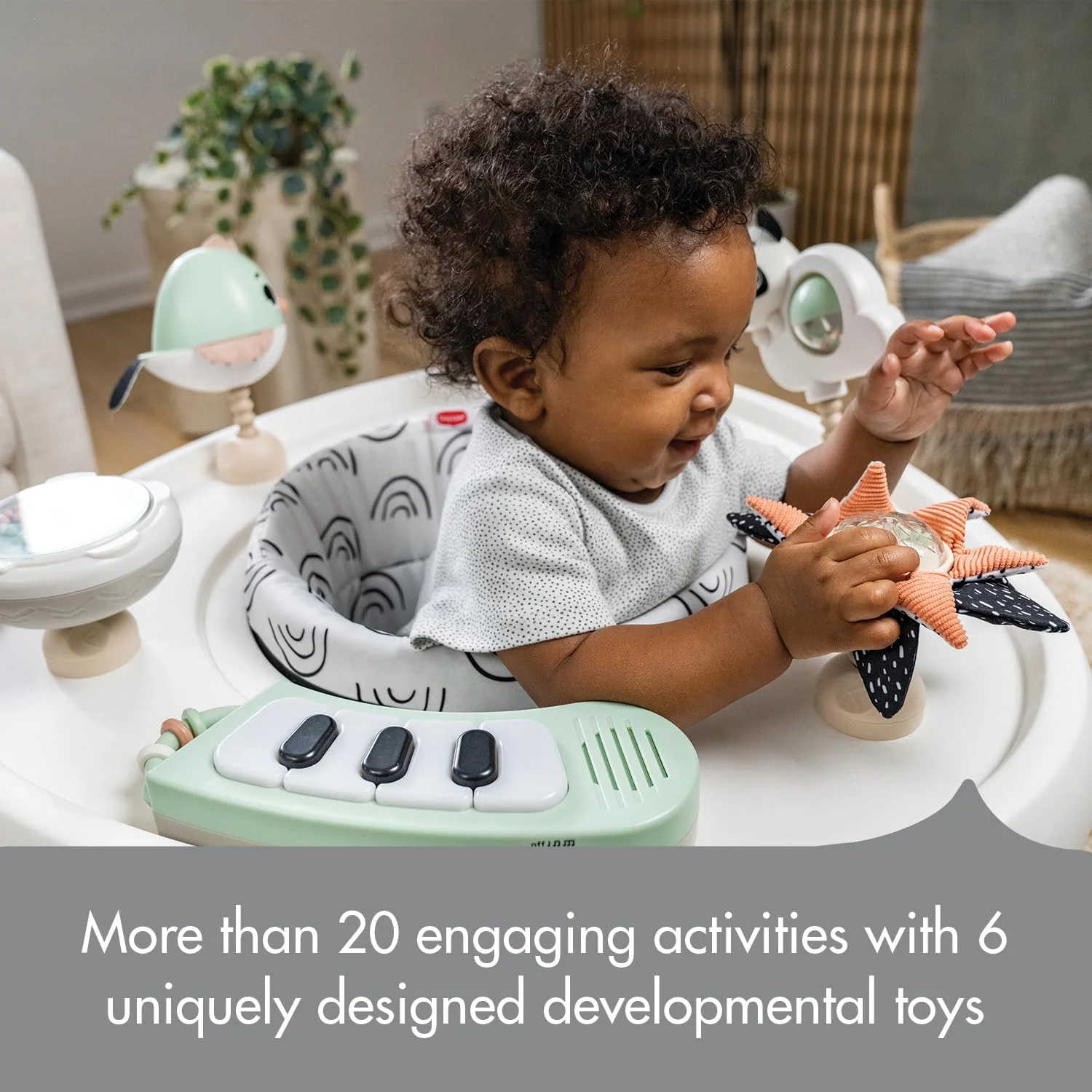 Tiny Love 5 in 1 Here I Grow Stationary Activity Center – Black & White Décor - Image 13
