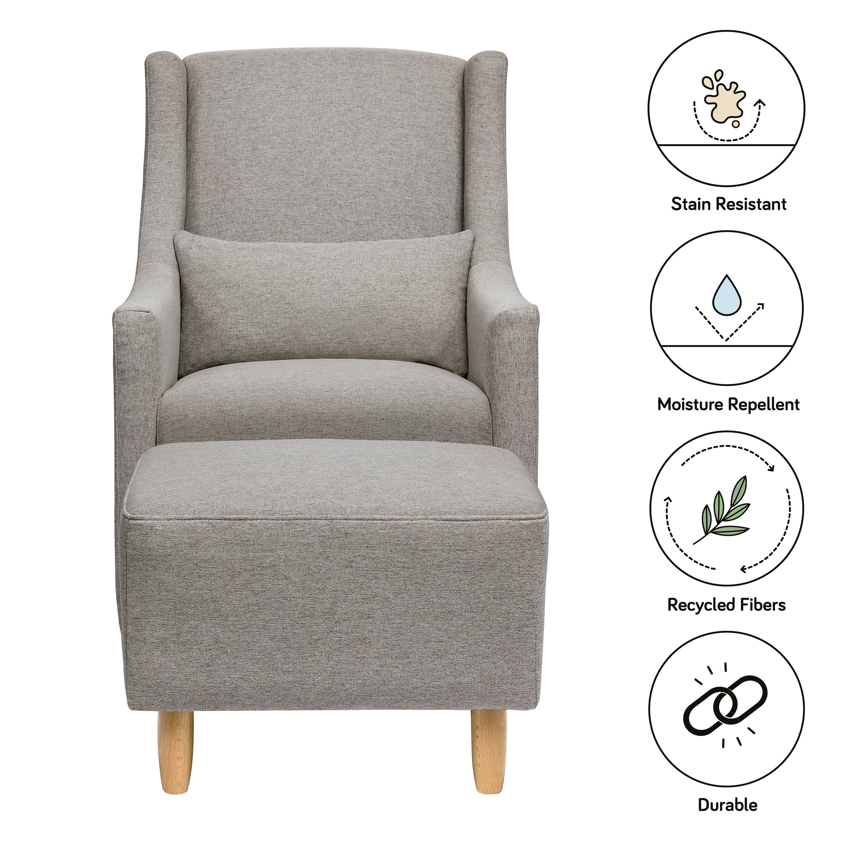 Babyletto Toco Swivel Glider and Ottoman - Performance Fabric - Image 11