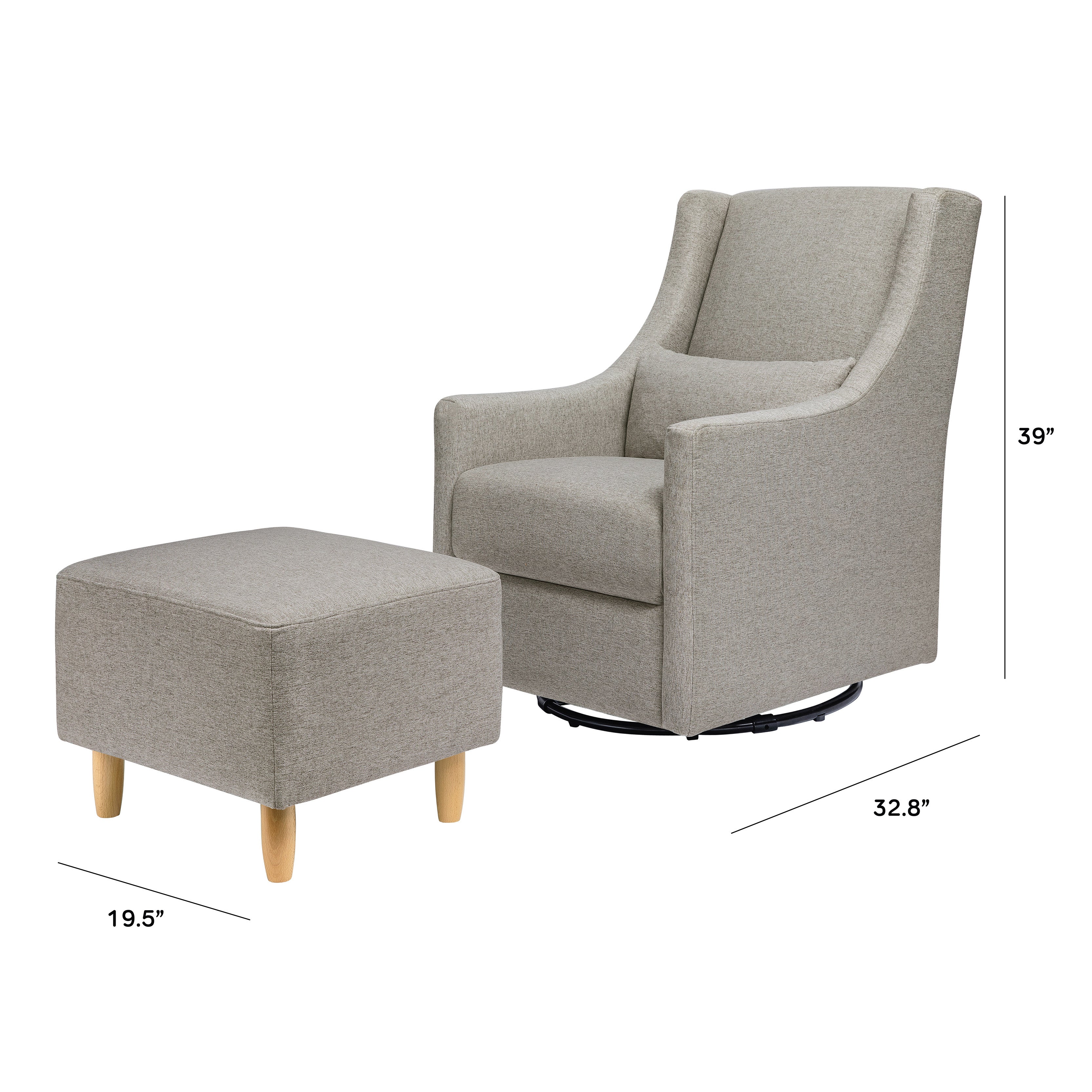 Babyletto Toco Swivel Glider and Ottoman - Performance Fabric - Image 14