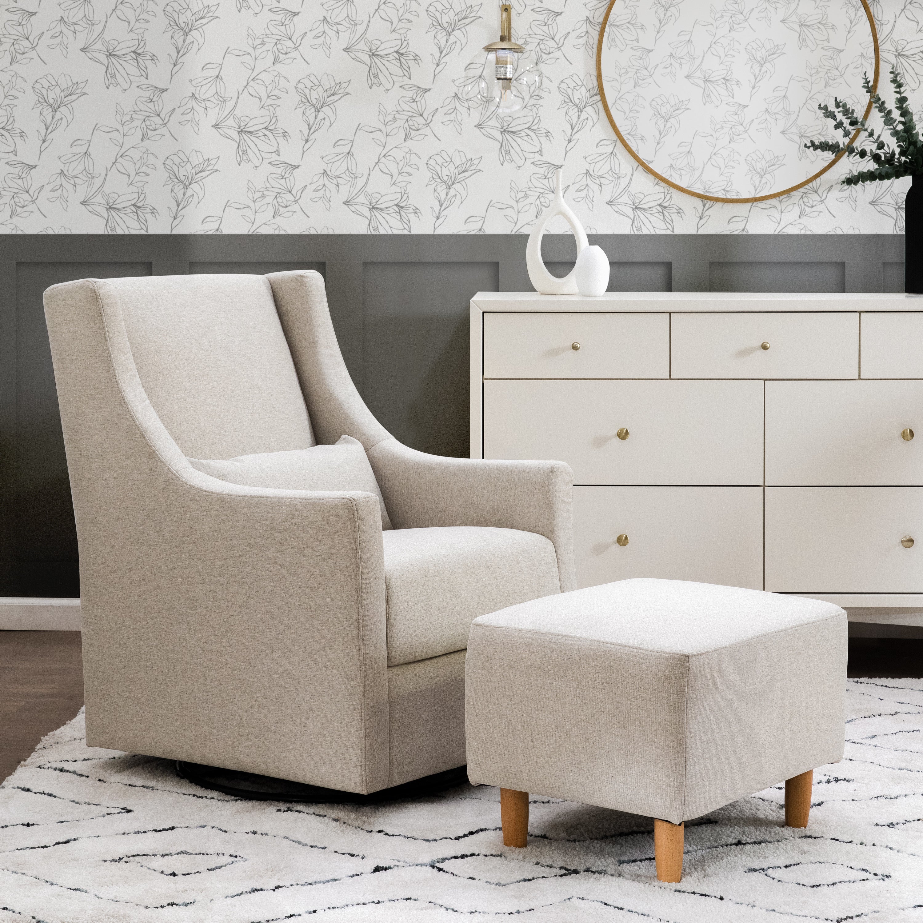 Babyletto Toco Swivel Glider and Ottoman - Performance Fabric - Image 18