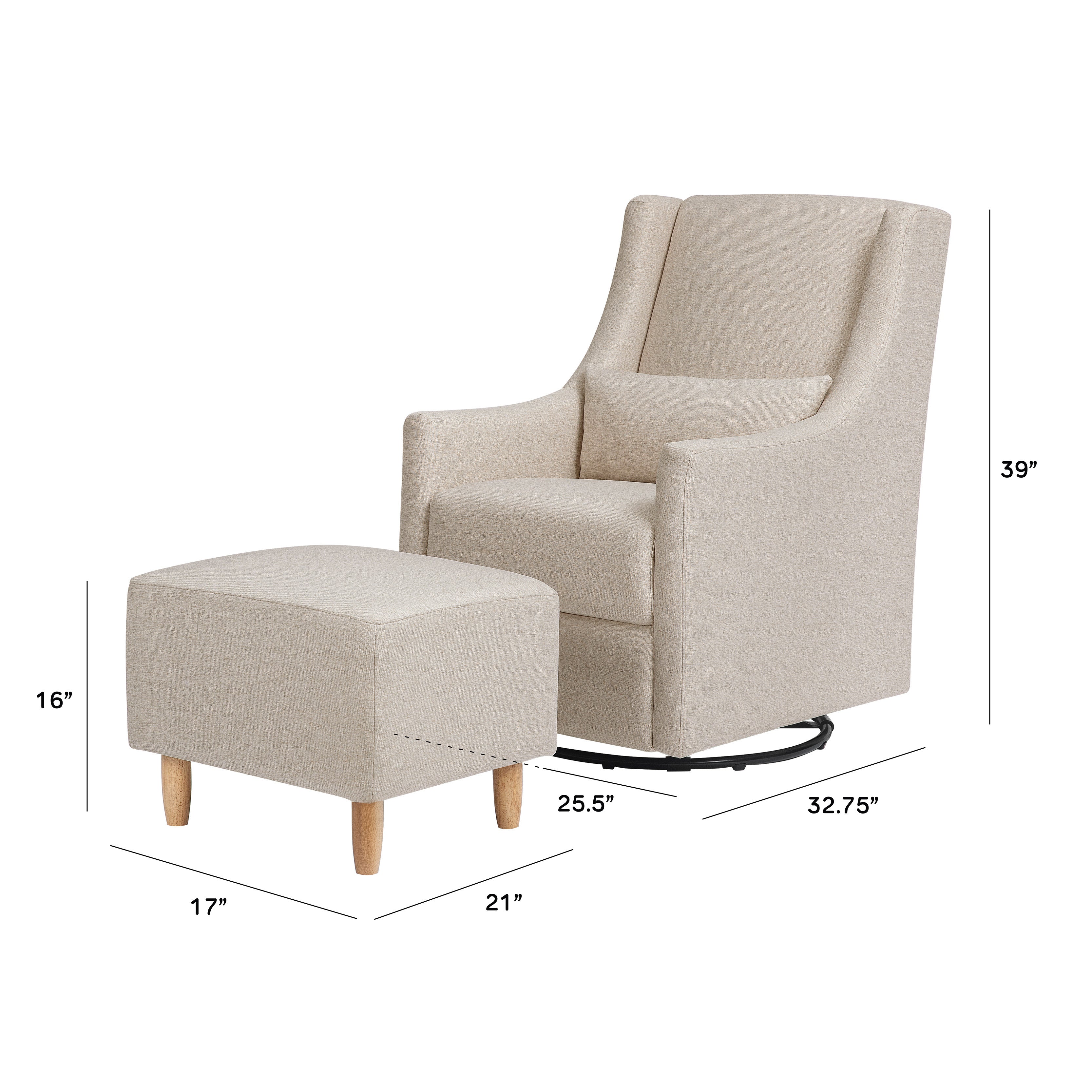 Babyletto Toco Swivel Glider and Ottoman - Performance Fabric - Image 27