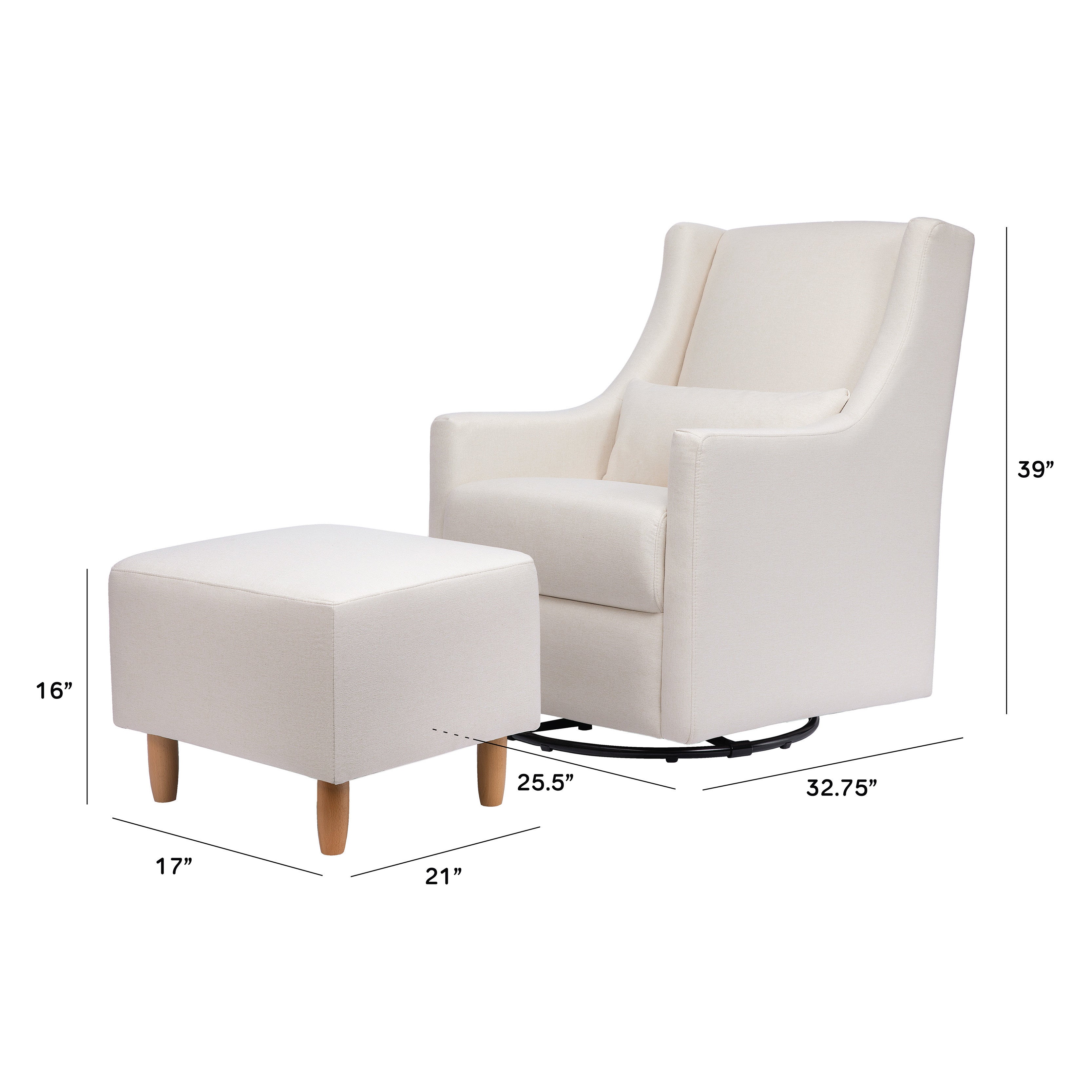 Babyletto Toco Swivel Glider and Ottoman - Performance Fabric - Image 6