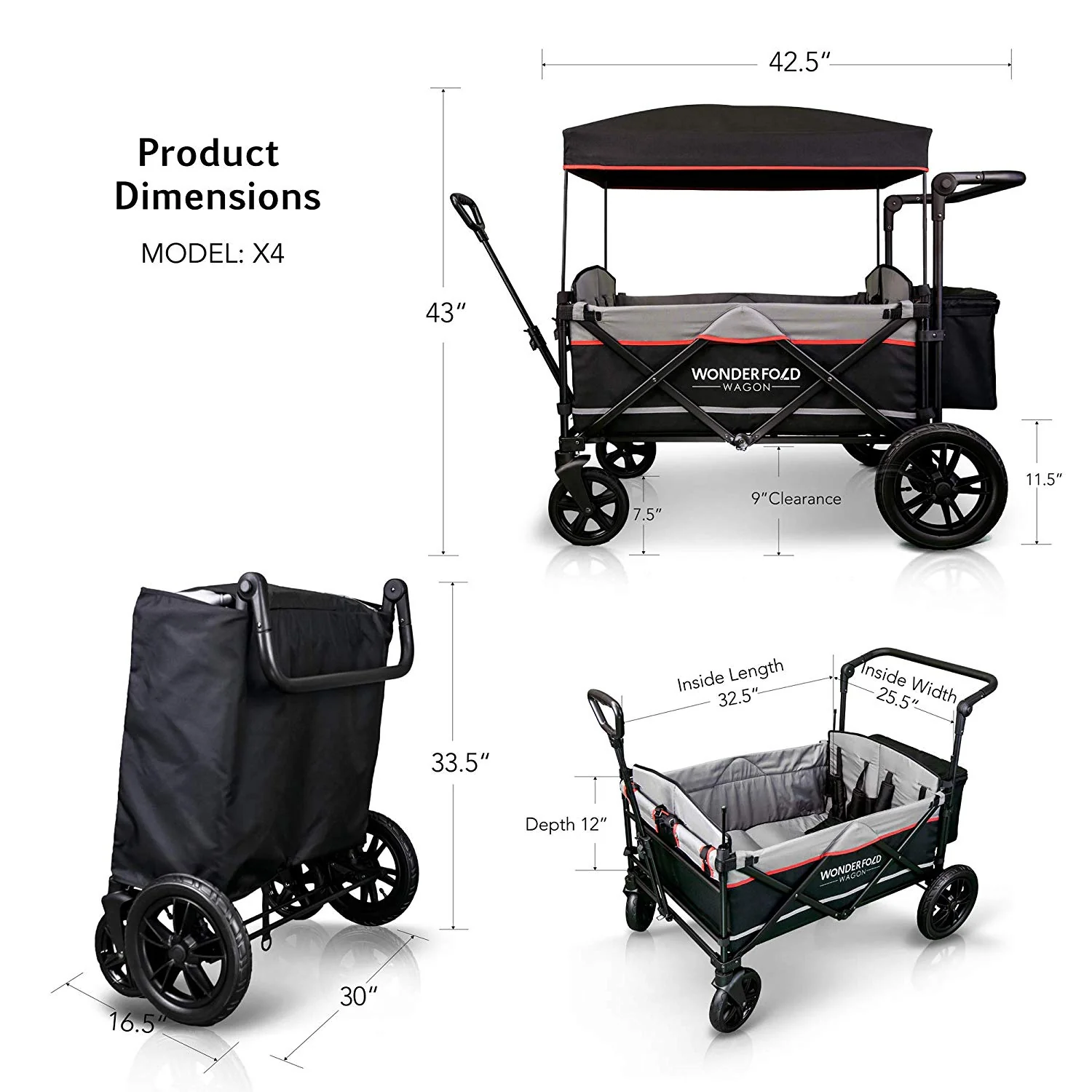 WonderFold Baby X4 Passenger Stroller Wagon - Image 10